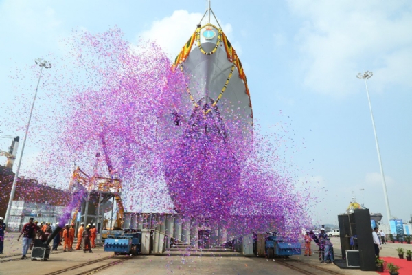 Indian Navy launches the first of eight indigenously-built ship 