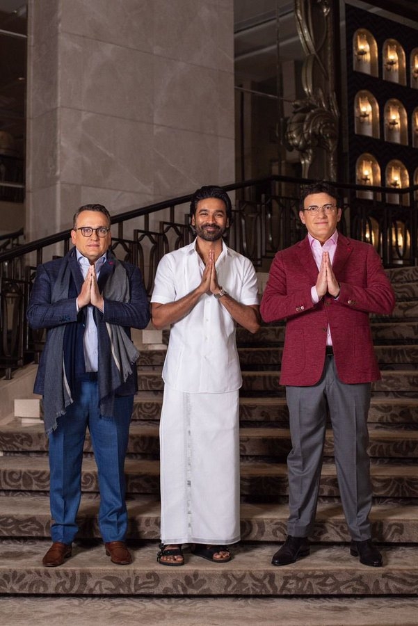 Dhanush attends The Gray Man premiere in Veshti, India welcomes with Russo brothers