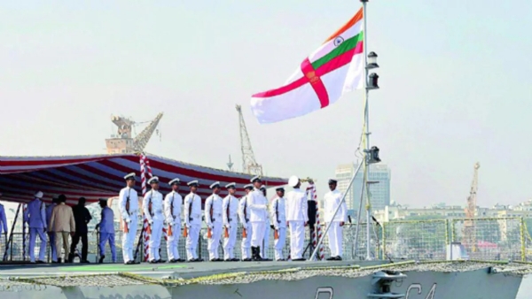 Indian Navy New Flag  PM Modi Unveils New Ensign Of Indian Navy