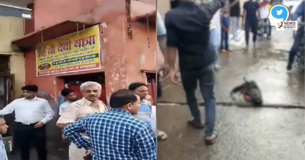 severed head of buffalo Delhi near Hindu temple