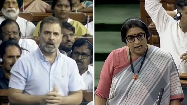 Rahul Gandhi Gives Flying Kiss In Parliament Smriti Irani Call Out His Misogynistic Behaviour