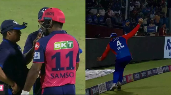 Sanju Samson out rr vs dc IPL 2024